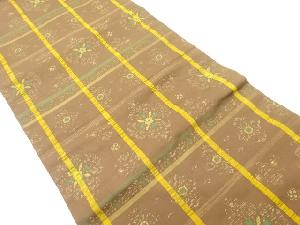 変わり格子に華紋・唐草模様織出し名古屋帯